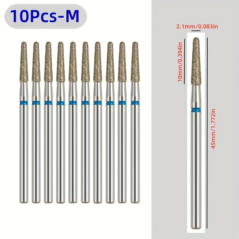 10pcs/set Drill Bit Rotery Electric Milling Cutters For Pedicure Manicure Files 3/32" Umbrella Nail Art Fine And Medium Grit Size Nail Cuticle Burr Nail Tools Additions