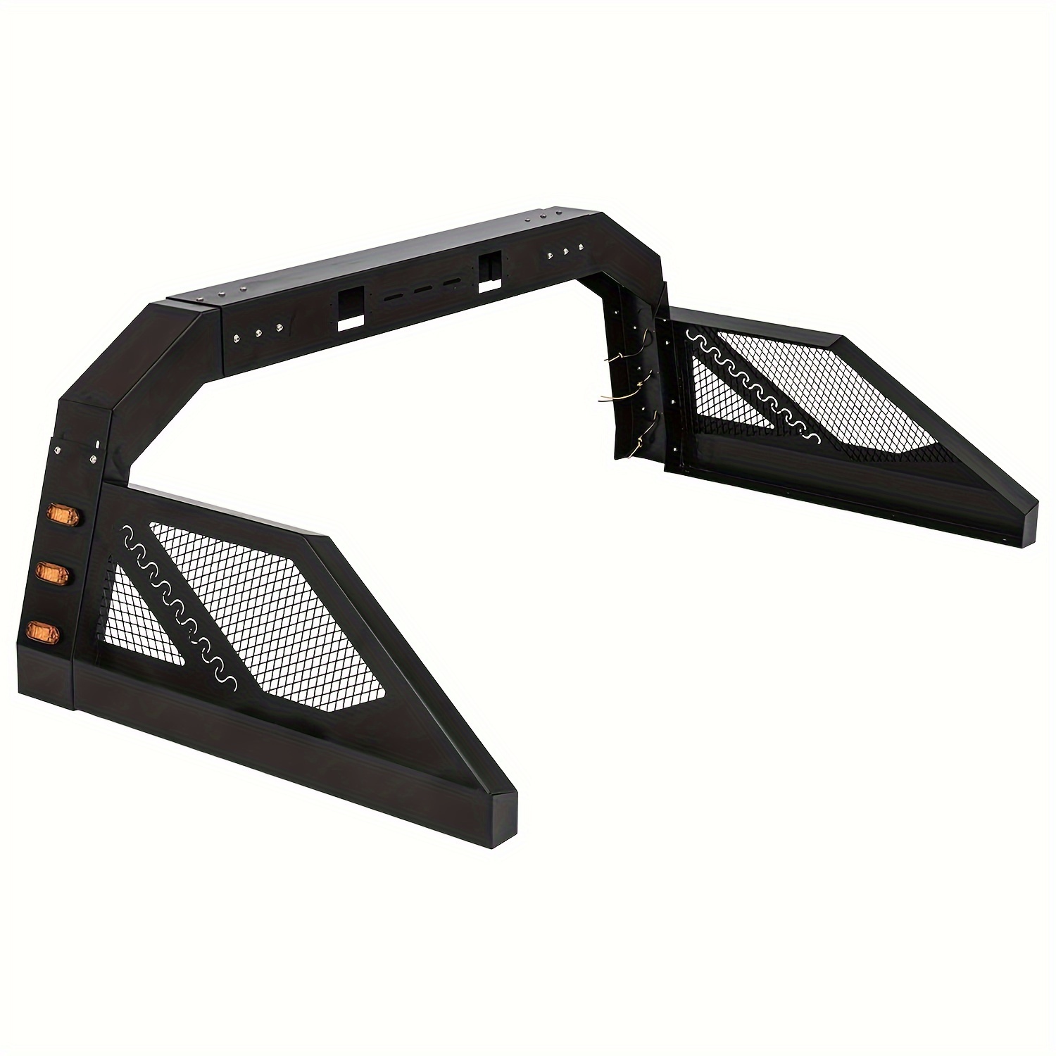 TEMU Truck Roll Bar Rack Universal Compatible With Pickup, 6 Amber Auxiliary Side Marker Lamps, Adjustable Sport Roll Bar No Drilling Fine Textured Black