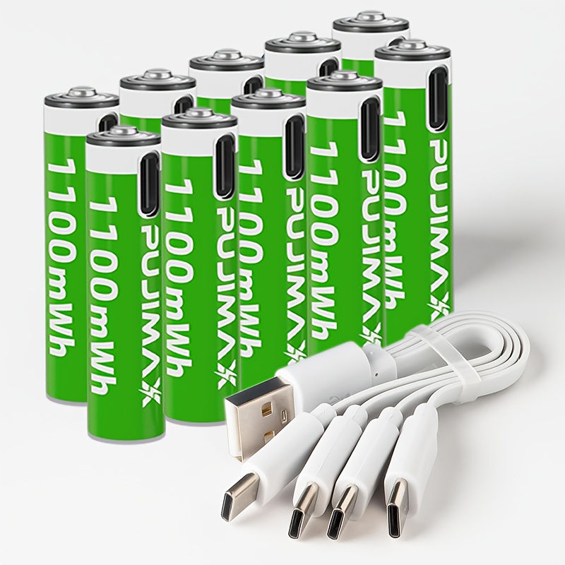   предлагает перезаряжаемые литиевые аккумуляторы в упаковках по 12, 8, 4 и 2 штук, с напряжением 1.5 в и емкостью 1100 мвт·ч. в комплекте поставляется чехол для аккумуляторов и зарядный кабель type-c. эти аккумуляторы обеспечивают стабильное напряжение и высокую производительность. Детали 1