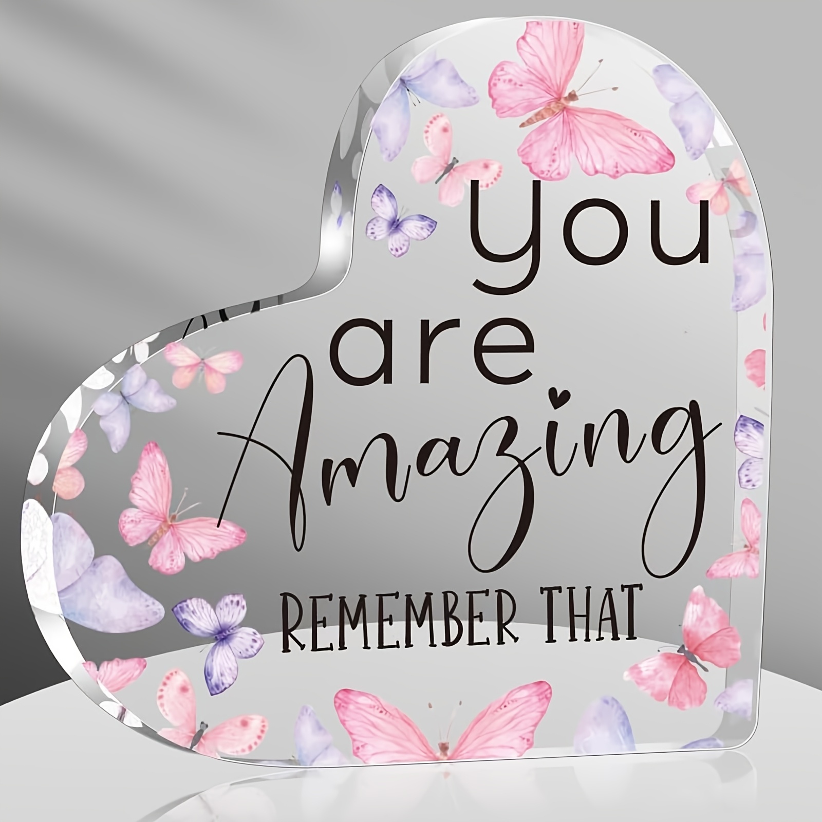 TEMU [2d Flat] [2d Flat] An Amazing Inspirational Gift For Women, A Decoration, A Present For Colleagues , The Best Acrylic Heart-shaped Keepsake For