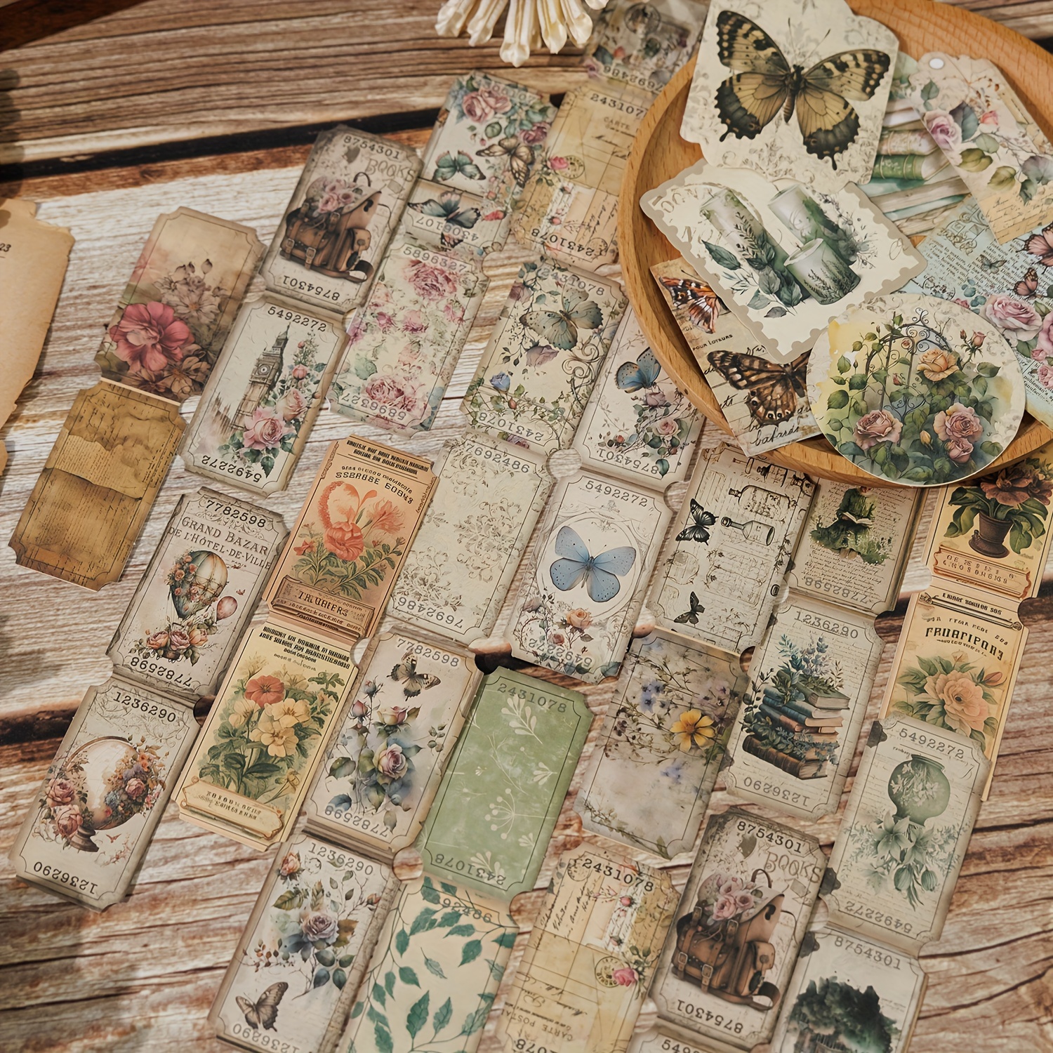 

Vintage-inspired 20x40 Pack, Rustic Junk Journal Decor, Assorted Floral & Nature Stickers, Office & School Supplies Paper For Scrapbooking & Crafting