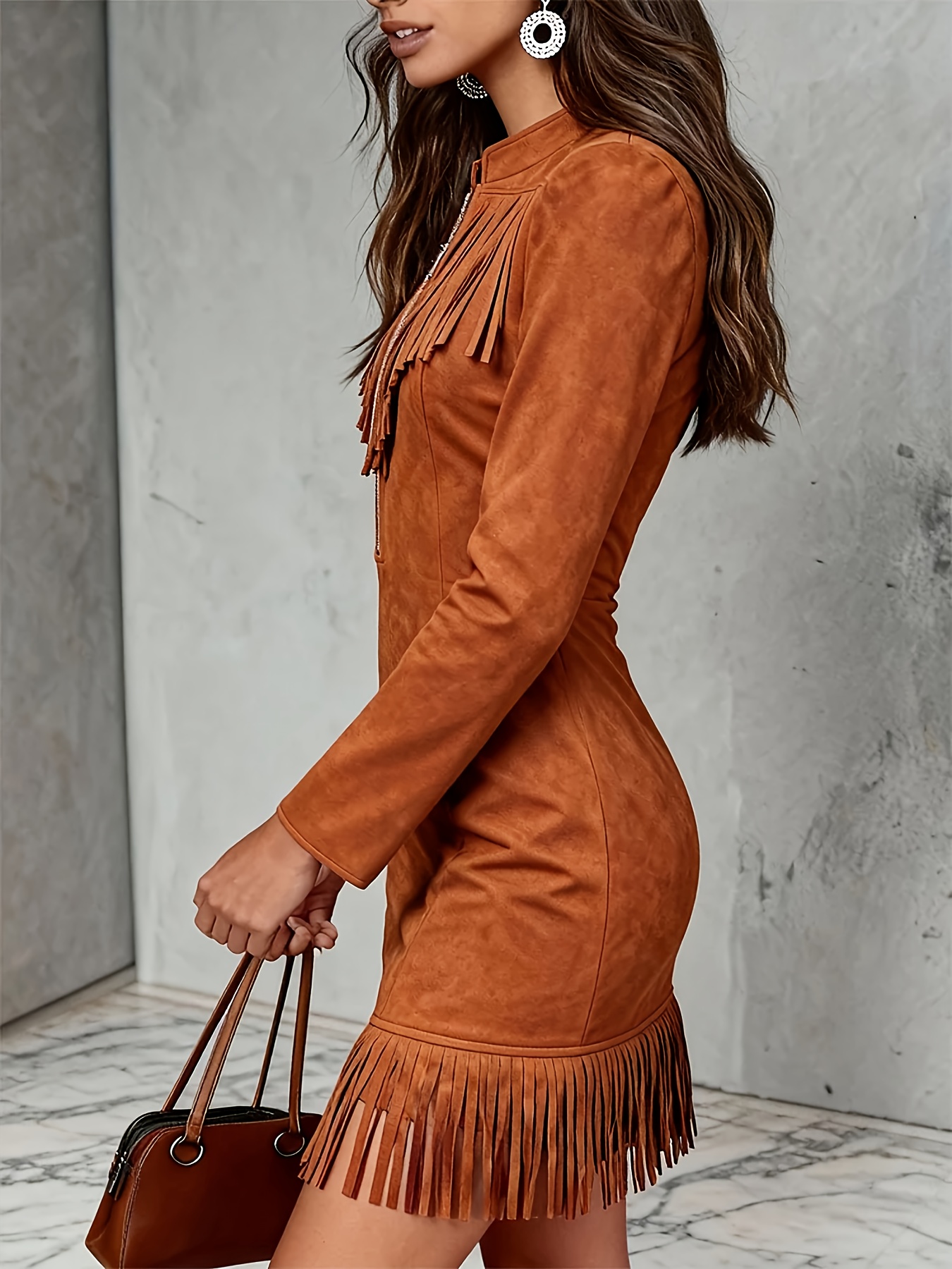 knee length dresses for ladies Gettin' Western Long Sleeve Fringe Dress Kids (6T-7T) 6