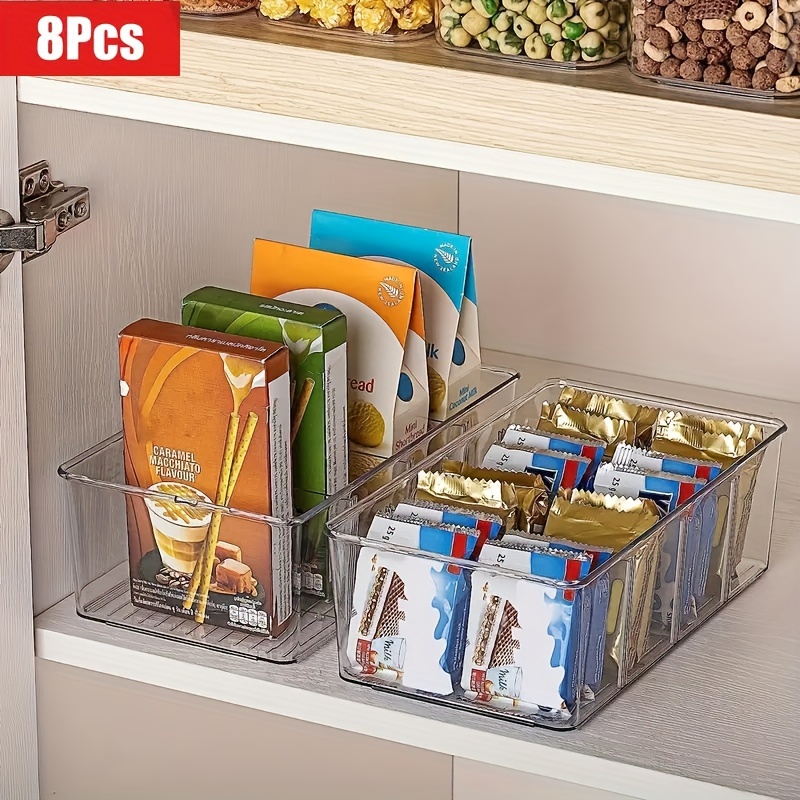 

8 Organizer , Clear Plastic Removable Organizer, Pantry Organization Racks 3 Removable Dividers, , Cabinets , Packets, Spices, Cabinets Organizers