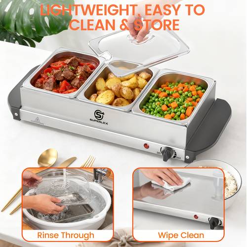 large 200w stainless steel buffet warmer food warmer server suitable for buffets parties or home use soups and dishes warm