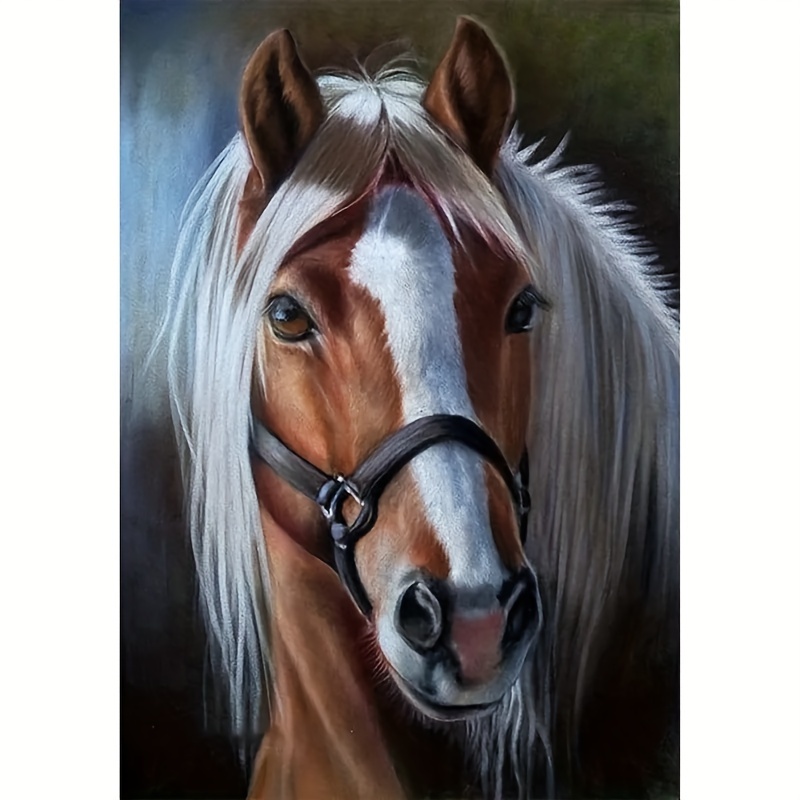 

Diy 5d Diamond Painting Kit Horse Theme, Round Diamond Art Embroidery Cross Stitch, Acrylic Full Drill Canvas Wall Decor Craft, Animal Diamond Mosaic Picture For Home Decoration (20x30cm)