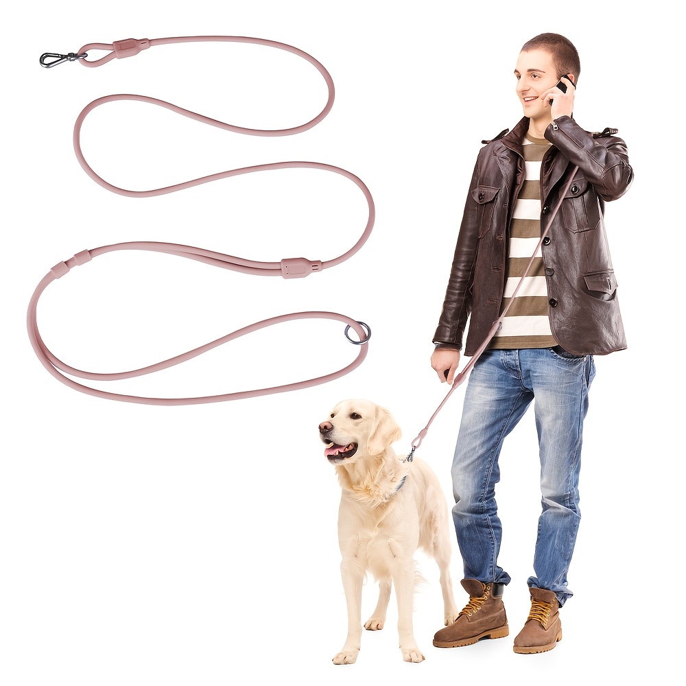 Round Silicone Dog Leash with Sturdy Metal Hook Closure