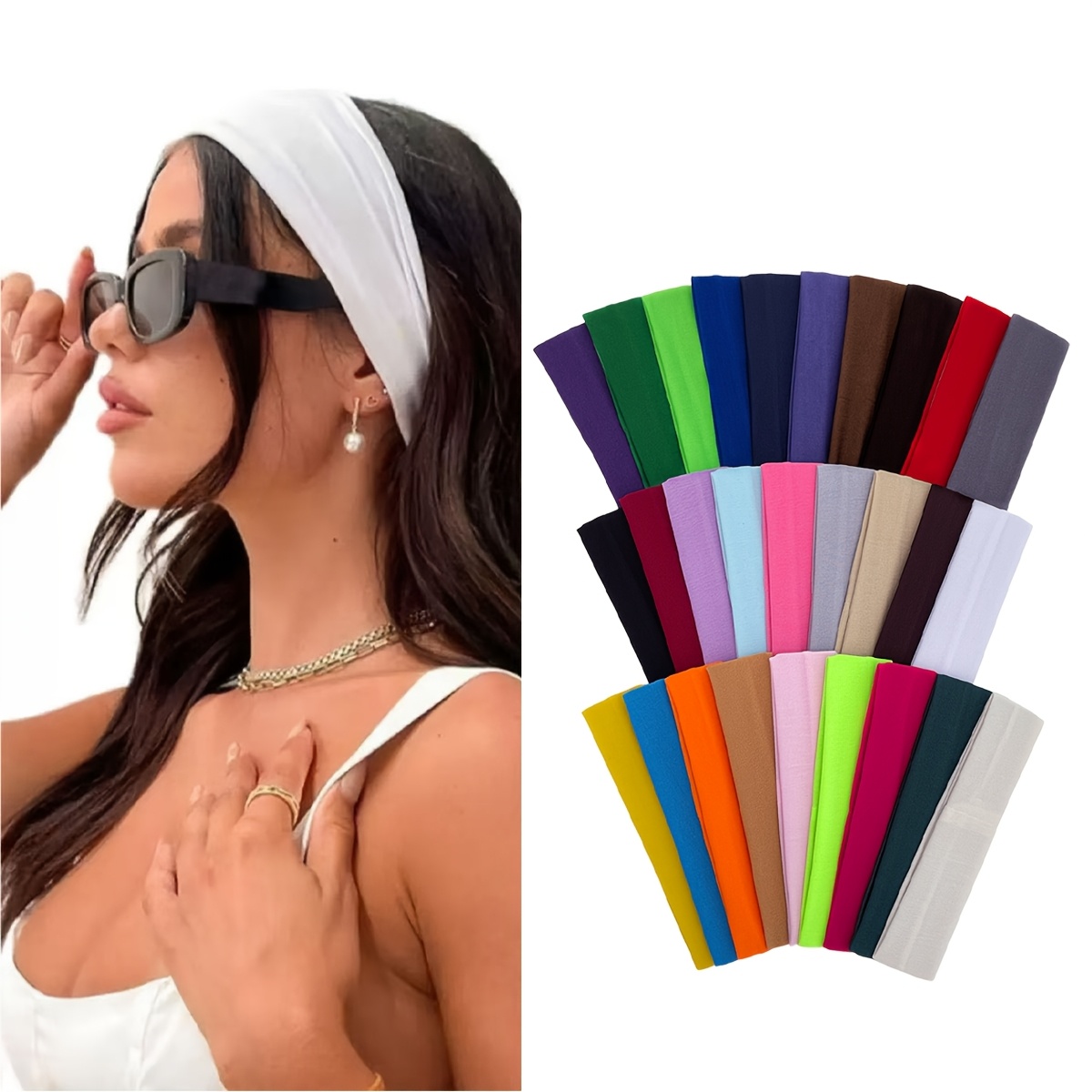 random 10pcs womens fashionable and simple solid   headband and headband suitable for daily leisure and yoga running antiperspirant and sweat absorbent fitness headband and scarf unisex     as a gift
