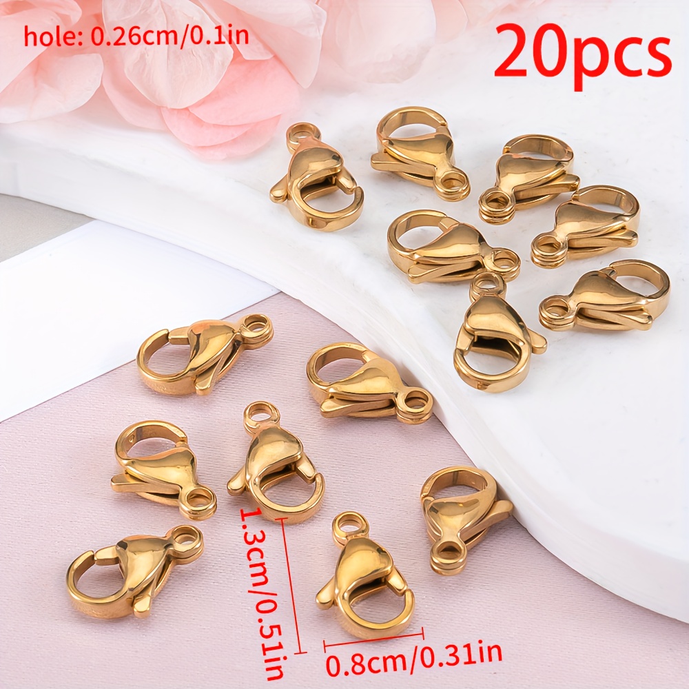 Image of 20pcs Golden 304 Stainless Steel Lobster Clasp Jewelry Hook Clasp For Handmade Bracelets, Necklaces, All Kinds Of Chain Connection Closures, Making Supplies