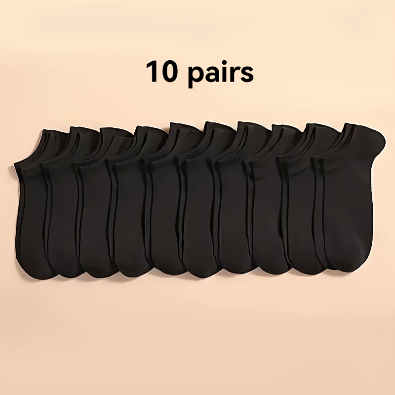 10/20 Pairs Unisex Black & White Ankle Socks, Low Cut Breathable Blend Comfortable Non-slip Boat Socks, Odor-reducing Sports Socks For Casual Attire