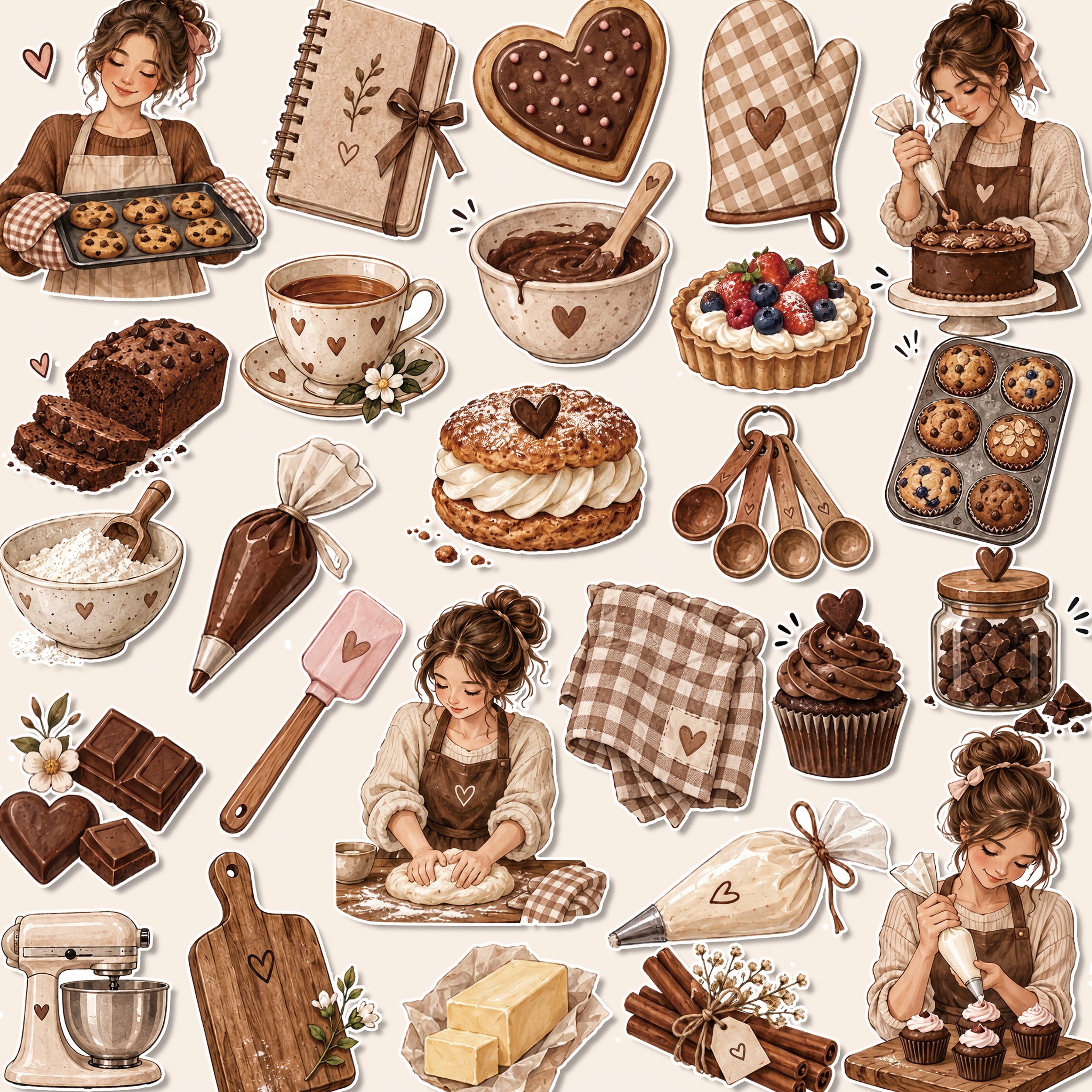 TEMU 1 Set, Chocolate Baking-themed Stickers, Planner Stickers, Office Stickers, Friendship And Love Gift Stickers, Packaging Stickers, Holiday Party