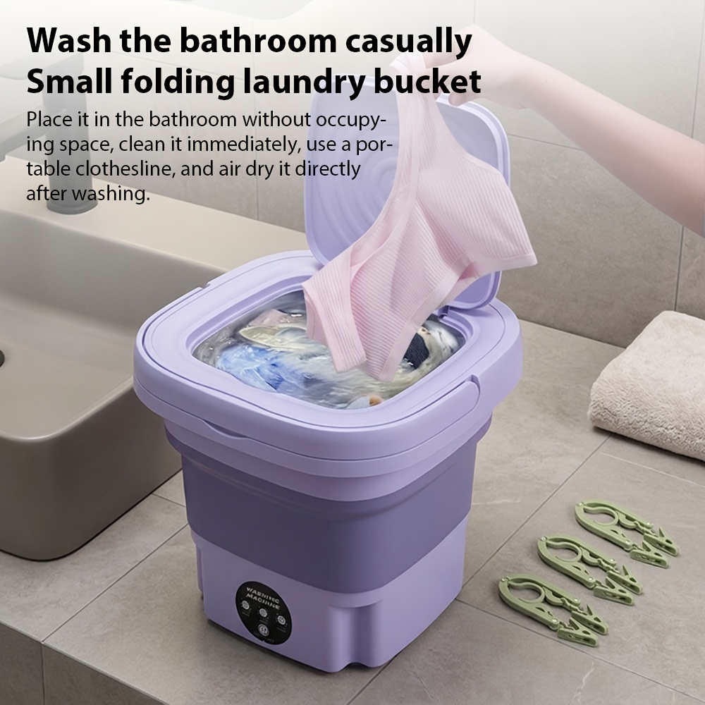 foldable washing machine 2 38gal high capacity mini washer with cleaning half automatic washt foldable washing machine with dry for socks clothes towels delicate items purple Product details 1