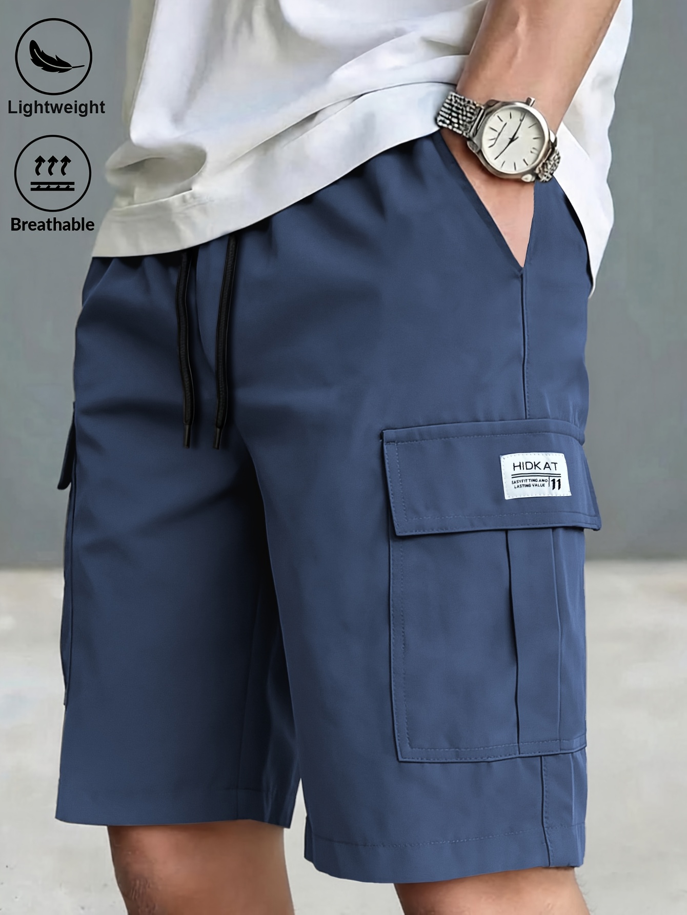 Men's Athletic Work Shorts Multi-Pocket Drawstring Elastic Waistband Casual Suitable for Outdoor Hiking Daily Running Commuting Wear