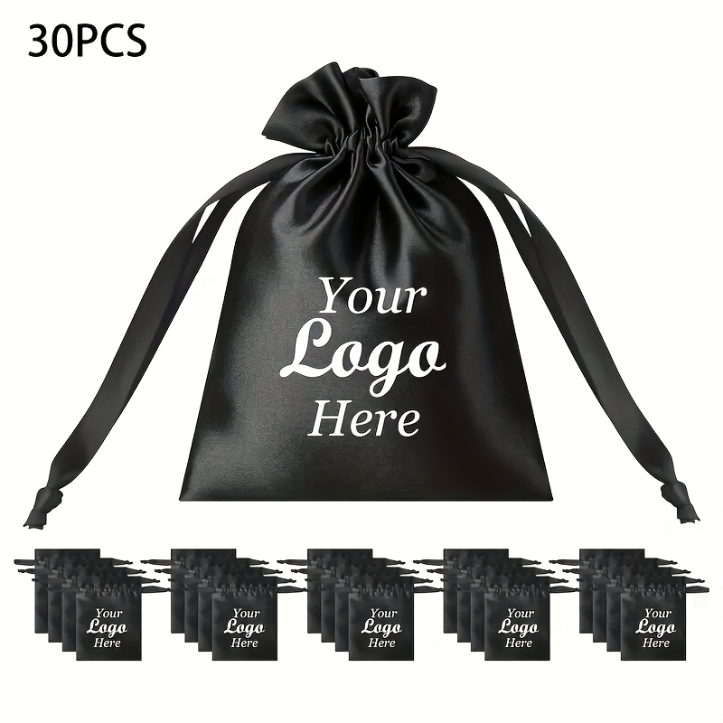 TEMU 30 Customizable Silk Satin Drawstring Gift Bags, Featuring Cosmetic Pouch Design With Logo For Jewelry Pouches. Ideal For Christmas Parties,