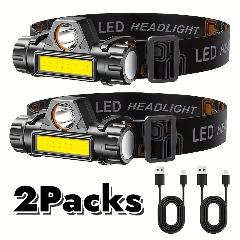 TEMU Rechargeable , Long Beam Range Bright Head Light, Clip-on Hard Hat Work Lamp With Magnetic Base, Adjustable Spotlight Flashlight For Running