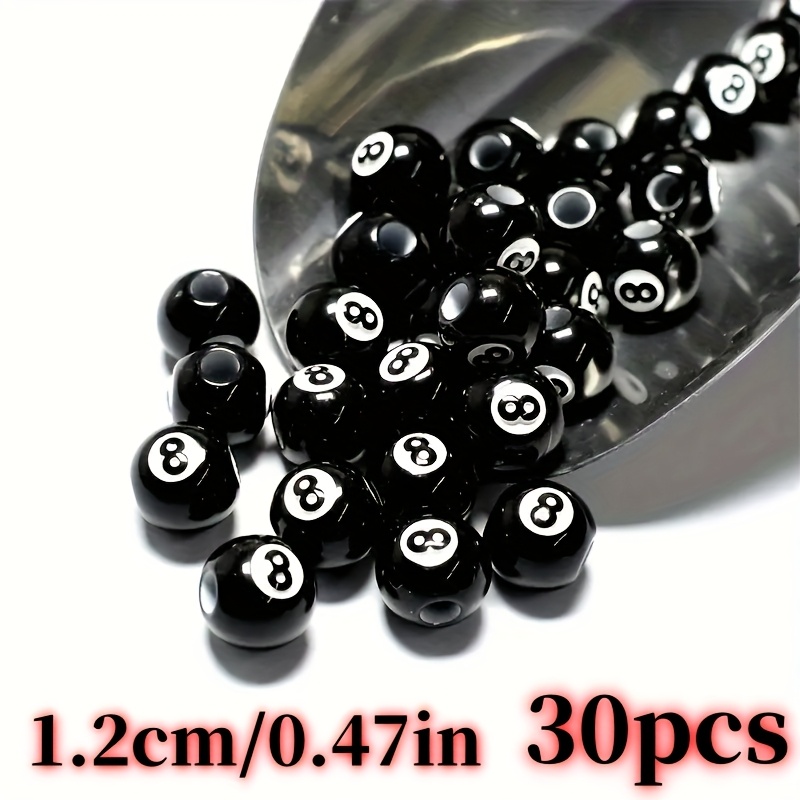 TEMU 30pcs 12mm Acrylic Beads - Black & White Spacer Beads For Diy Bracelets, Necklaces, Jewelry Making - Durable Craft Supplies, Beads For Bracelet