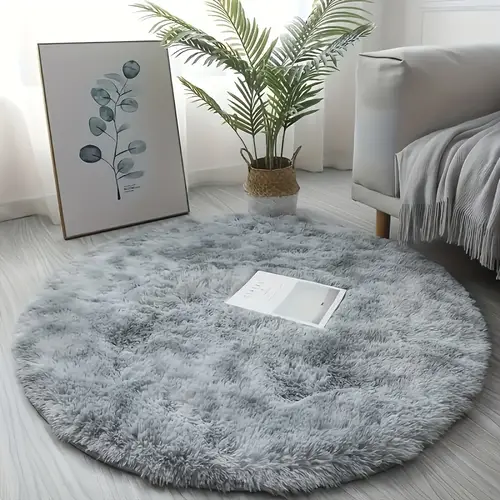 1pc Round * Floor Mat - Non-Slip Machine Washable Fluffy Mat, 100% Polyester, Light Grey & Black Grey, 31.4/47.2/62.9 Inch for Bedroom & Living Room Home Decor, Mat for Living Room
