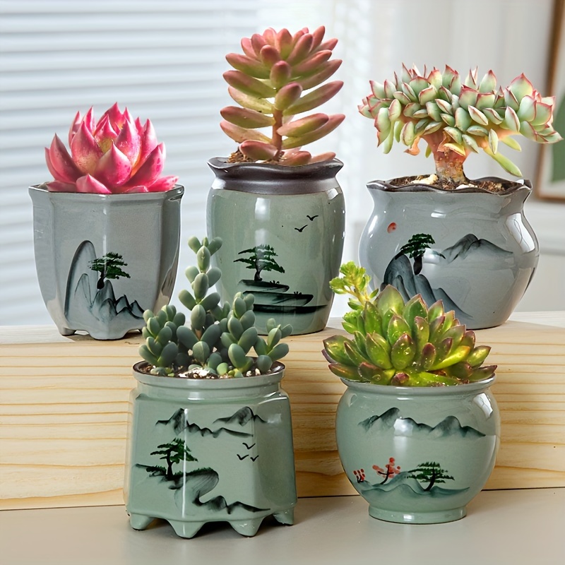 4pcs contemporary geometric ceramic succulent plant pots - Temu