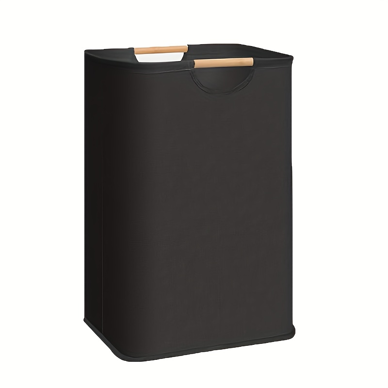 TEMU Panier à linge sale, un beau et pratique panier de rangement pliable en tissu avec poignée en bois , de bain et , panier de rangement, paniers à