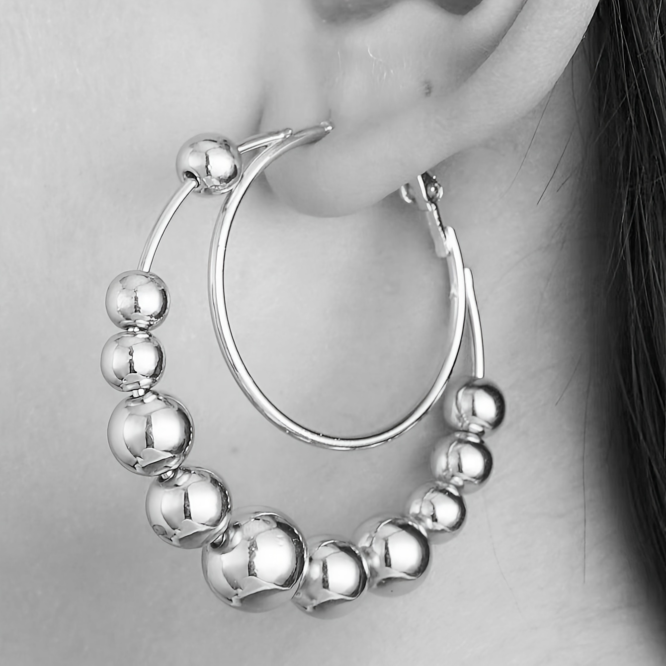 Bohemian Vintage Inspired Hoop Earrings Iron Beaded Hoops