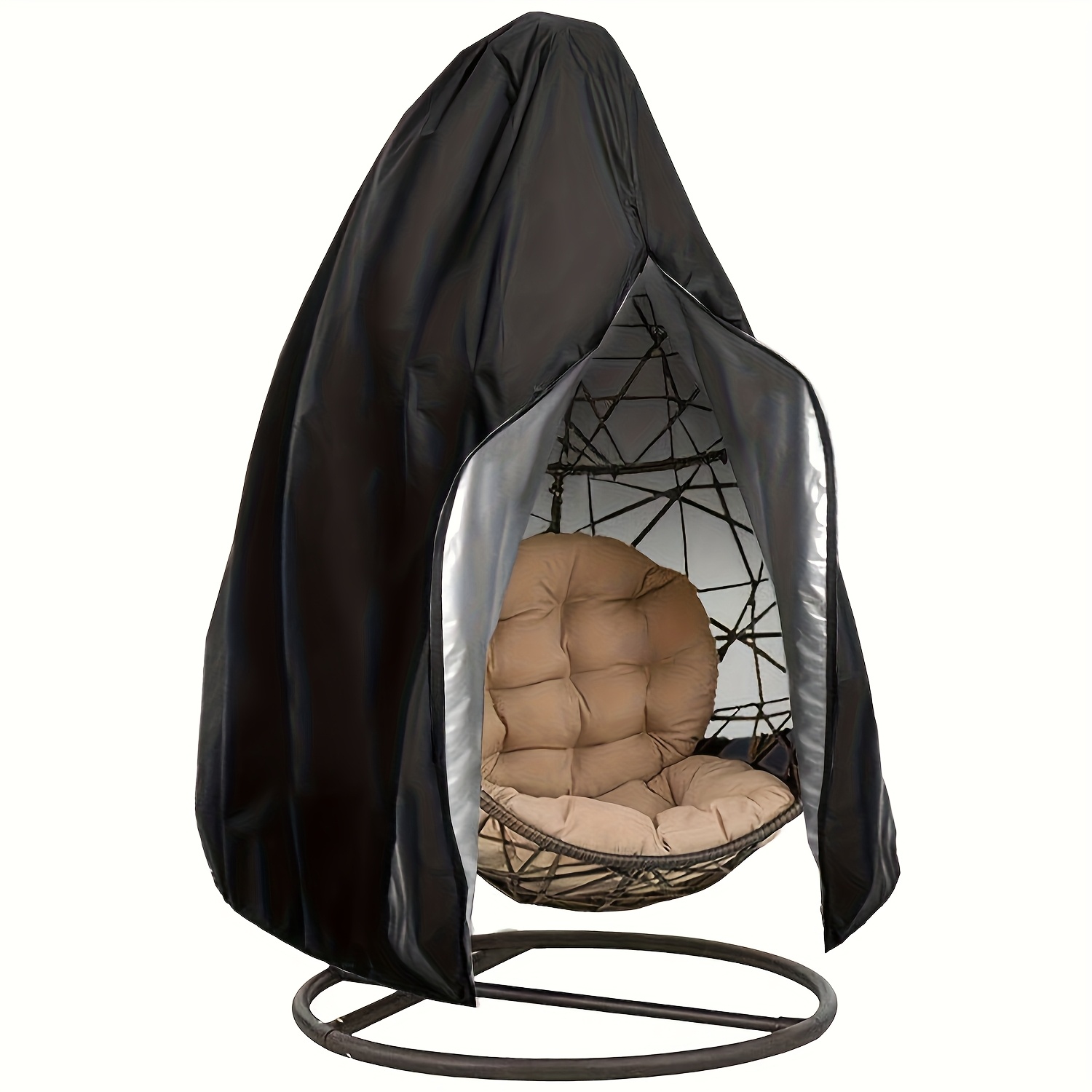 TEMU 1 housse robuste pour chaise œuf de patio, pare-soleil et housse de chaise œuf à balançoire avec fermeture éclair, toutes saisons, housse en