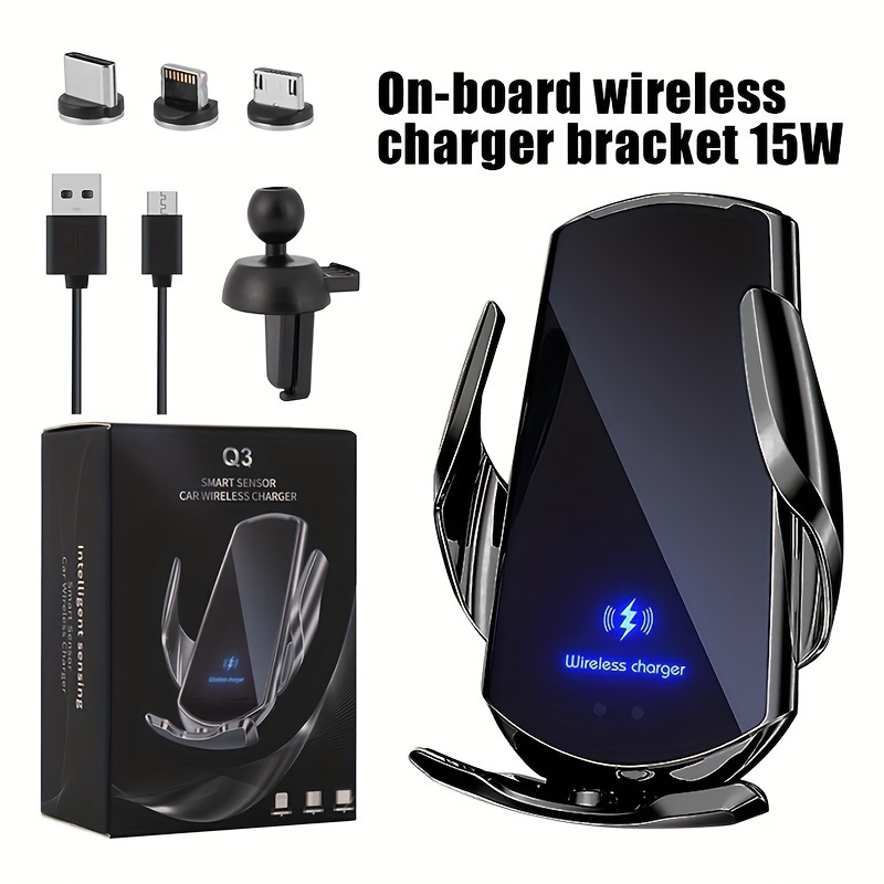 

Wireless Car Charger With Ventilation Mount, 15w Fast Charging, Automatic Clamping Phone Holder For Car , Without Battery