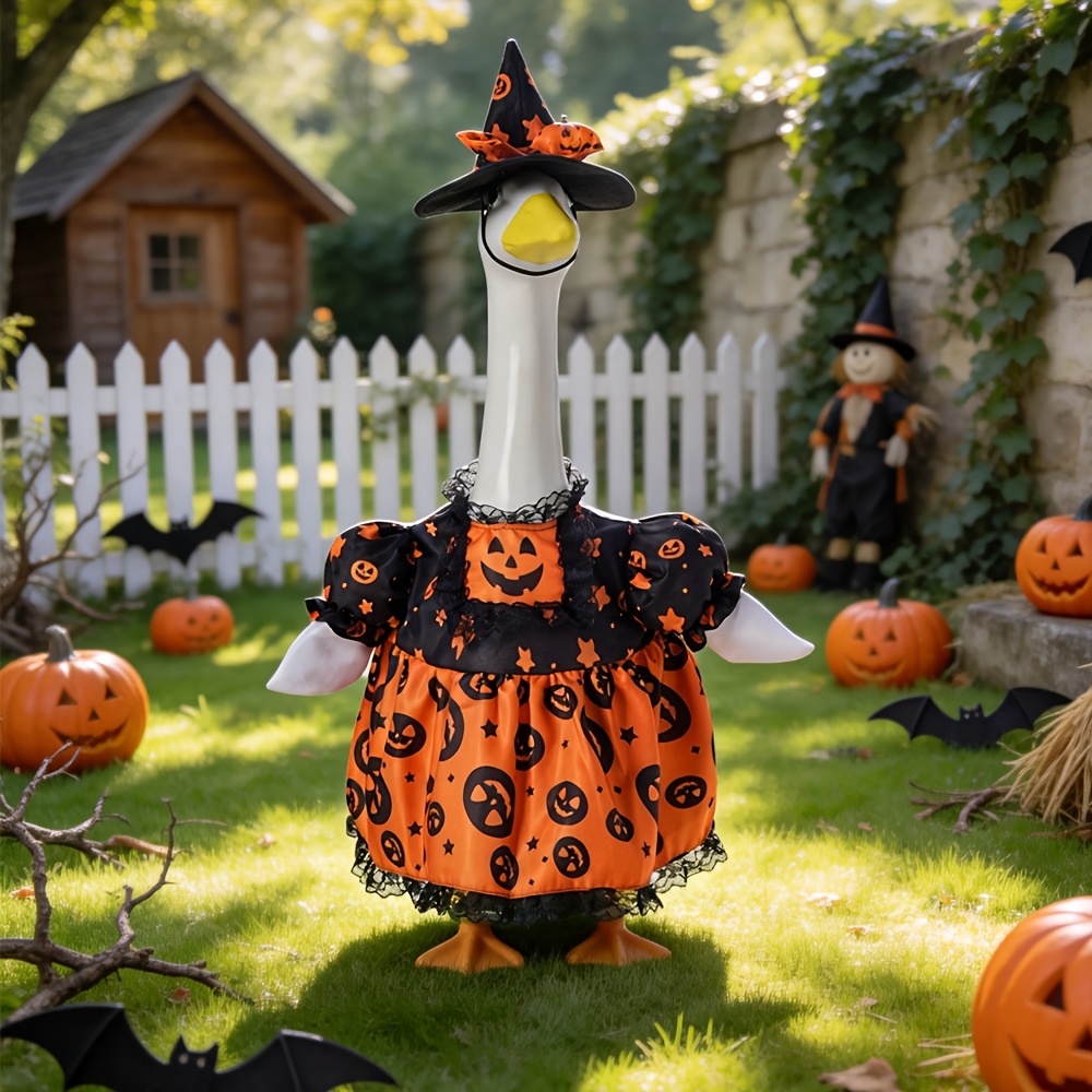 TEMU Costume d'oie 2 pièces pour Halloween - Tenues de robe citrouille adaptées pour décoration de pelouse et de jardin de 23 pouces, robe de fête
