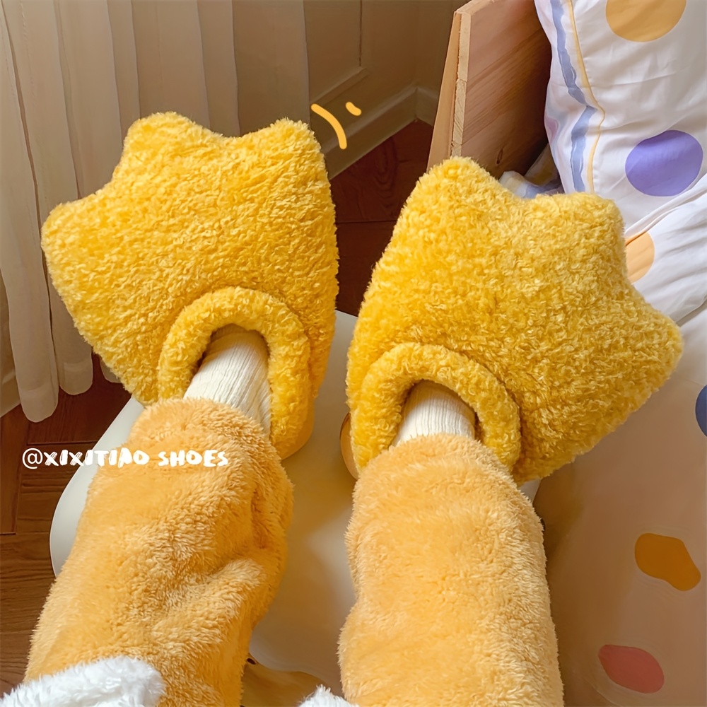 Xixitiao Cartoon Duck Claw Fluffy Heel Warm Indoor Slippers