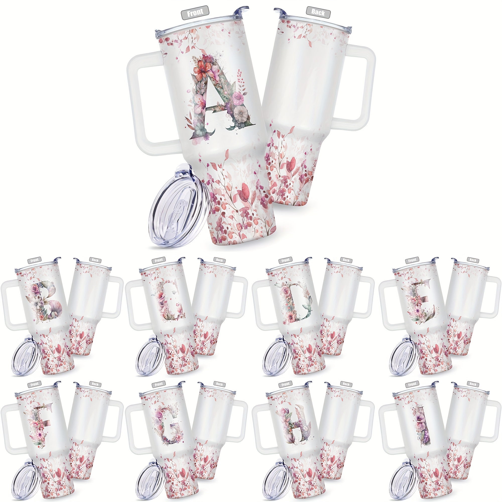 

Gobelet de 40oz avec Couvercle - Double Paroi, Mug de Voyage en Métal PVC pour Boissons Chaudes et Froides - Cadeau Idéal pour Femmes, Maman, Sœurs, Enseignants, Collègues (A-Z)