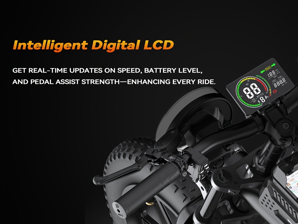 electric dirt bike for adults 60  speed commuter ebike with 20  battery 93   range motorcycle all terrain fat tires full suspension smart display usb port storage bag hydraulic brakes perfect gift for christmas new year Product details 7