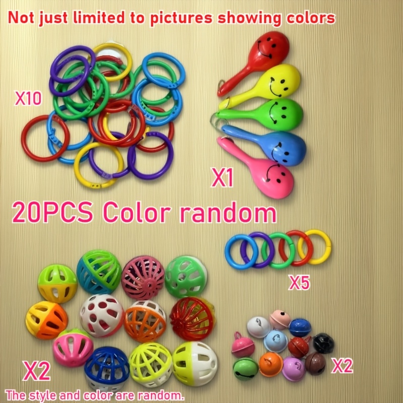 TEMU 20/40pcs Free Combination Plastic Ring Chain Bird Toy Kit, Diy Build Your Own Parrot Chewable Toy With Multi Bells, Multiple Matching Ways For