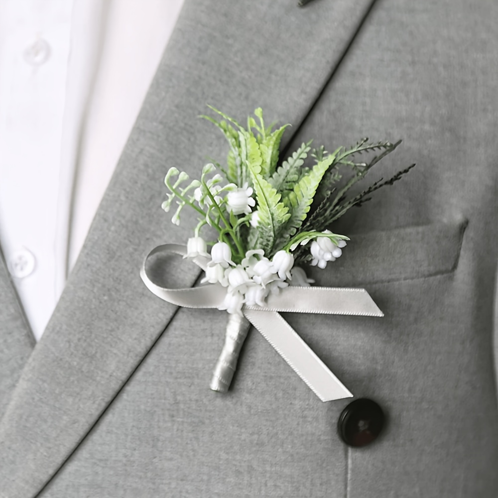 TEMU Frische weiße Rosen Corsage Serie, Multi-Styles Wald Hochzeit Brosche, Bruderschaft Bräutigam Anzug Zusätze