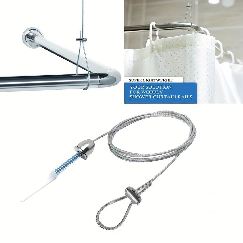 1/2pcs Adjustable 1.5m Ceiling Shower Rod Bracket - Stainless Steel Universal Mount For Curved/l/straight Rods, Anti-sag