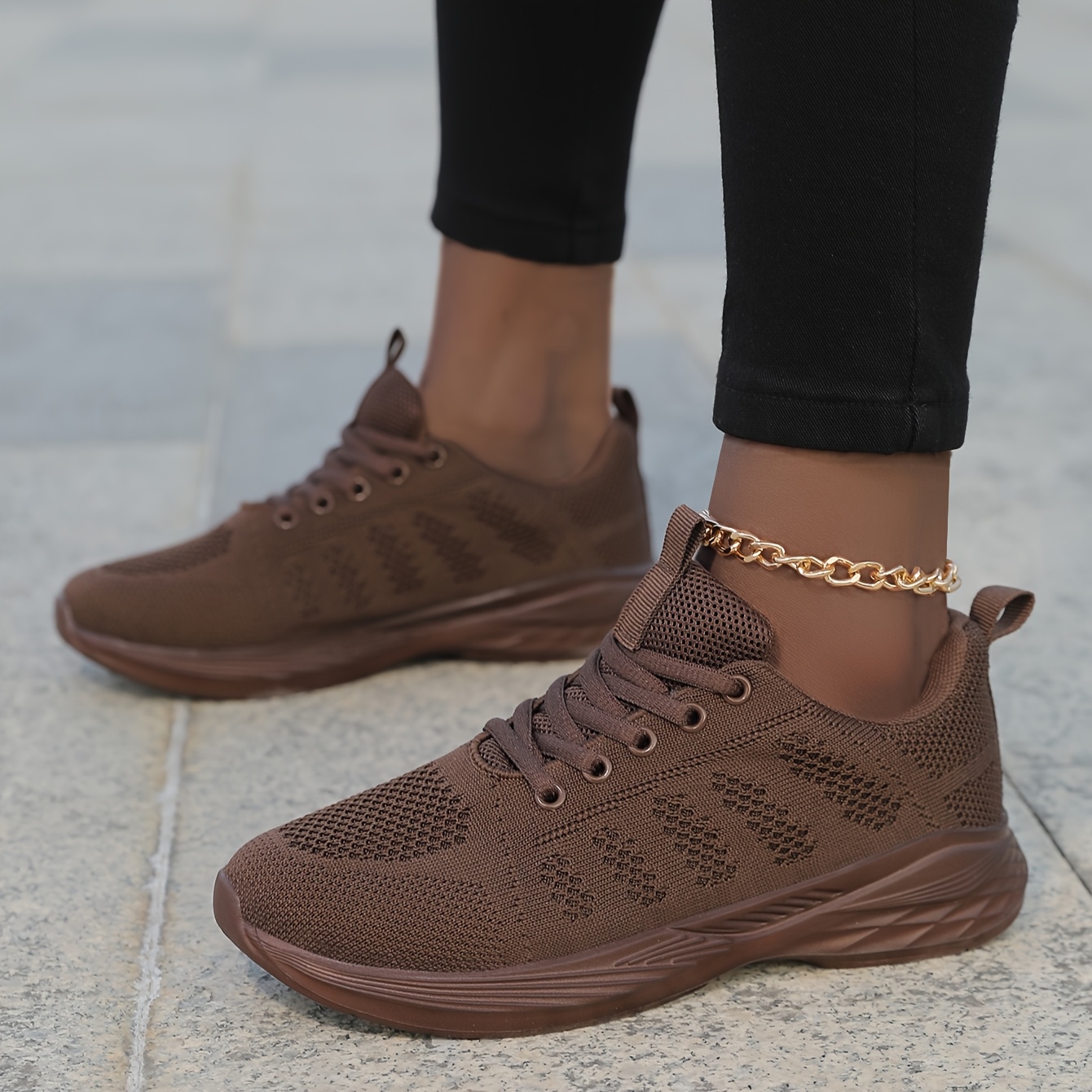 Image of Women's Breathable Knit Running Shoes - Lightweight Comfortable Sneakers, Soft Md Sole, Lace-, , Women Shoes
