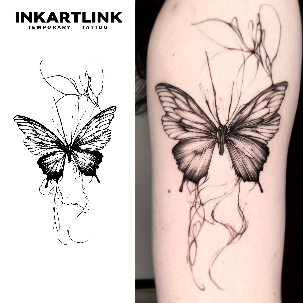 schwarze schmetterling tattoos - Kostenloser Versand für Artikel, die von  Temu versendet werden, image size:1200x1200