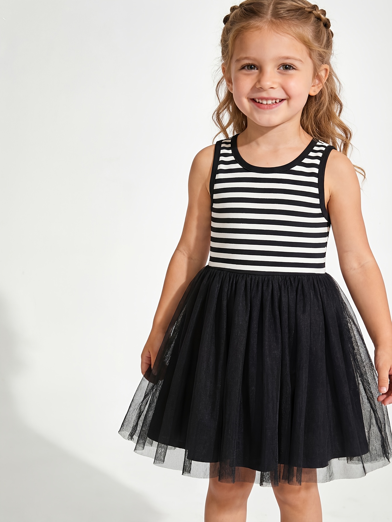 blue dress for baby girl Black & White 3D Floral Girls Gown Girls 10 / Try On at Home- 2 Day Trial / White main image 0