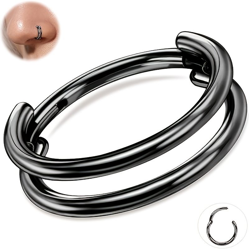 1pc Double-layer Seamless Hinge Nose Piercing Design Nose Ring, Fashionable Steel Jewelry Septum Ring Conch Piercing Jewelry, Suitable For Women And Men To Wear Ear Cartilage Piercing Jewelry
