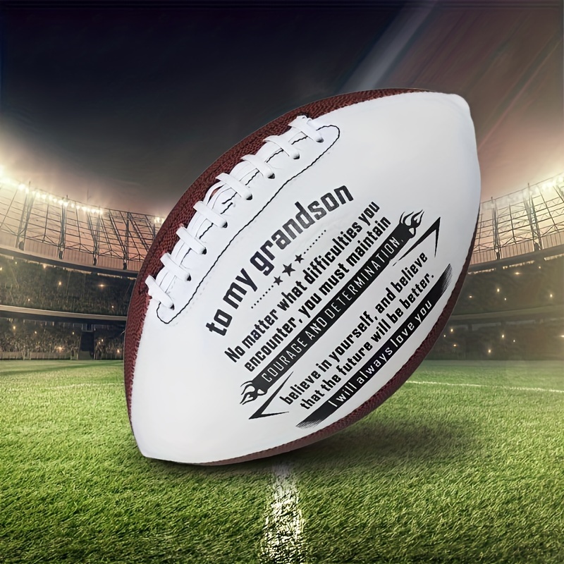 Grandsons Legacy Durable American Football - Outdoor Training, Rugby Style, Standard Size for Skill Building - Eye-Catching Print, Perfect Birthday Gift for Endless Fun