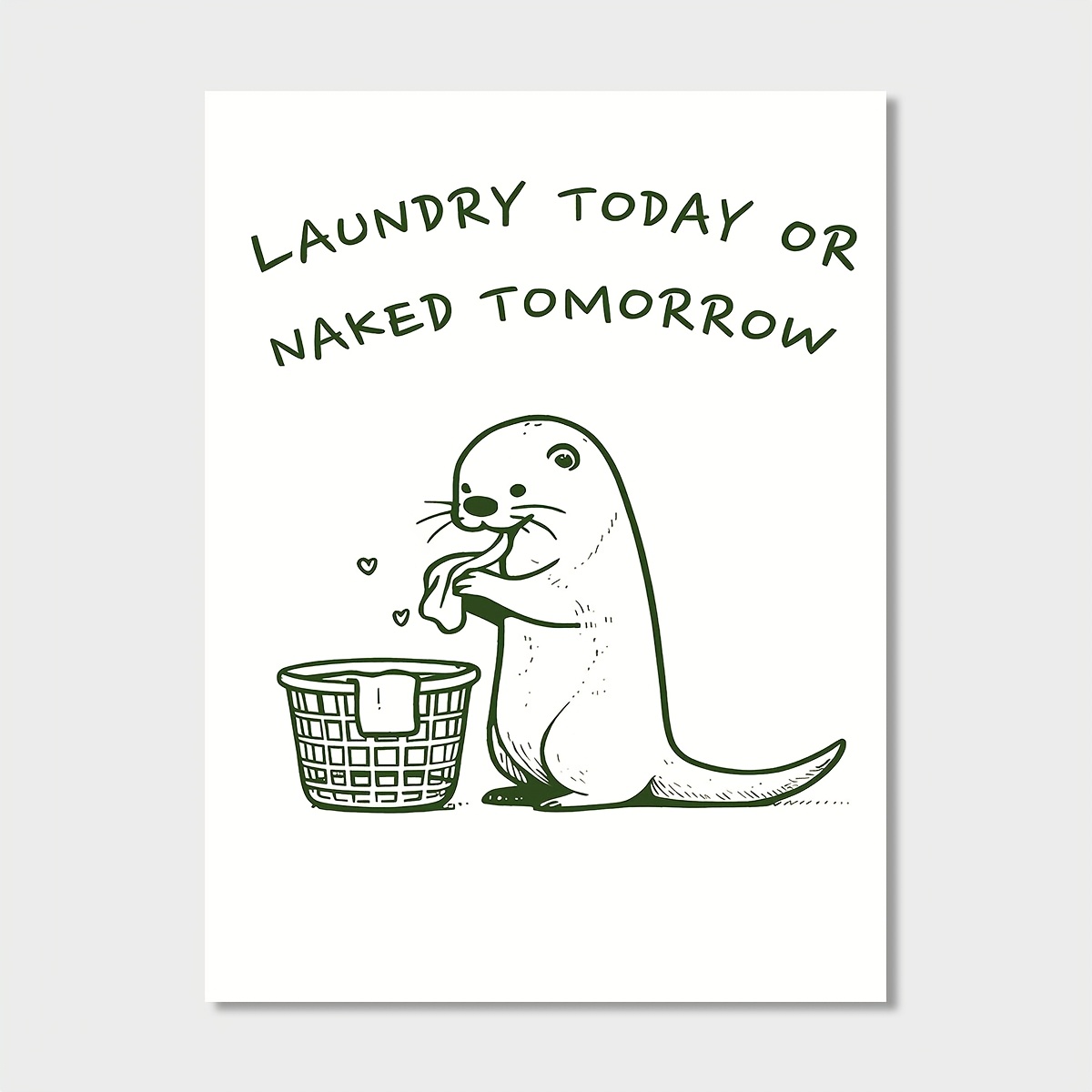 E-shop 2D Flat, 2D Flat, 2D Flat/. Komisches Waschbär-Wäscheposter | "Wäsche Heute Oder Bist Du Morgen Nackt" Humorvolle Wandkunst - Einfacher