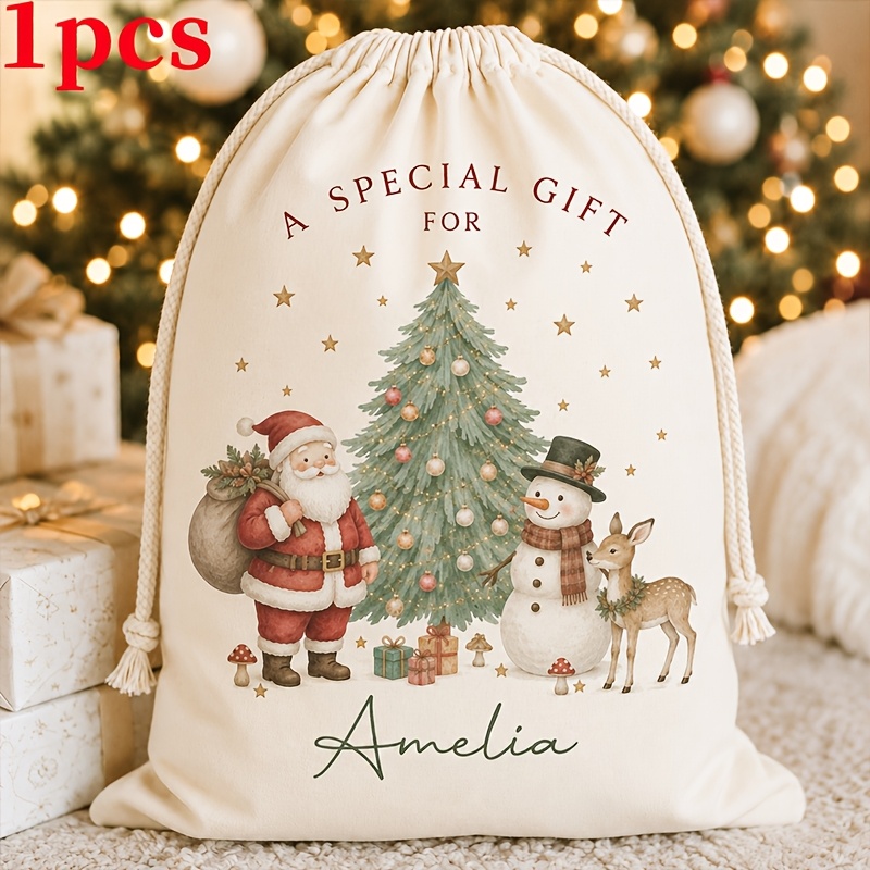 TEMU Personalized Santa Bag Gift Bag For Her/him, Custom Name Party Gift Bag, Ideal Christmas Gift Bag, Charming Fashionable Santa Bag Is Perfect For