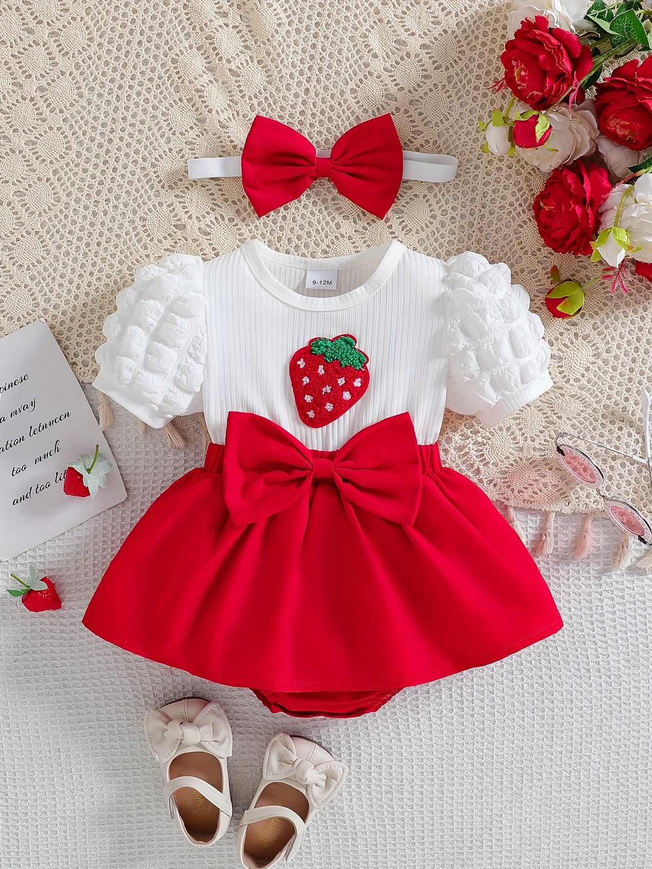 strawberry outfit baby girl sold on Temu United States