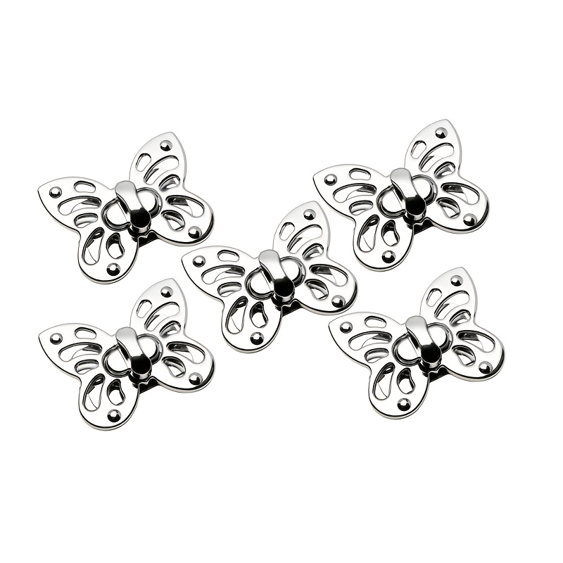 TEMU 5pcs Elegant Silvery Diy Handbag - Large Bow (4.5x5.8cm) Suitable For Women's Bags, Wallets, Backpacks - And Accessories, Diy Wallet Making