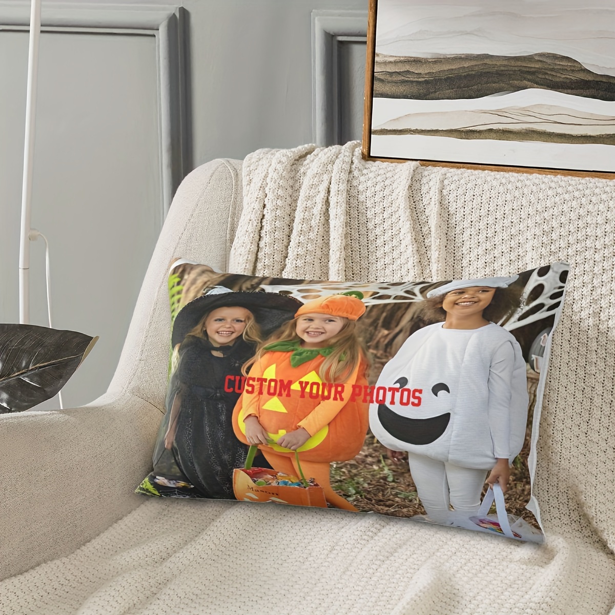 

Custom Photo Pillow - Personalized Halloween Cosplay Design, Soft Plush 12x20" Single-sided Print, Bed, Sofa, Or Car Decor - Machine Washable, Zip Closure