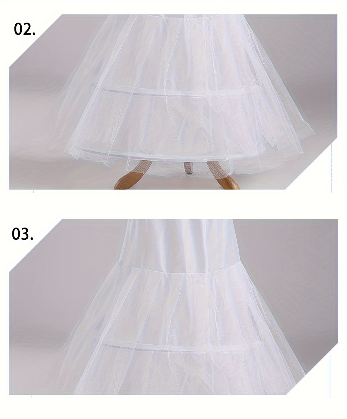 свадебное платье-костюм с кринолином и подъюбником с двумя стальными кольцами и сетчатым хвостом из полиэфирных волокон, детали 4