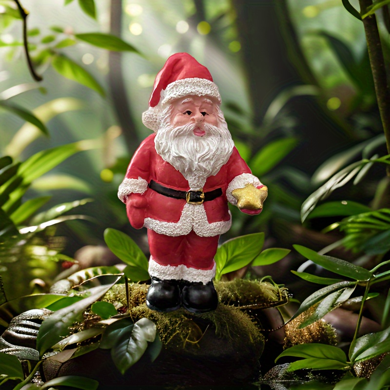 Image of Resin Santa Claus Figurine Set For Christmas Decor, Indoor & Holiday Themed Parties, Creative Diy Garden And Home Room Decor, Festive Tabletop Display For Living Room, Porch, And Patio - Pack Of 1