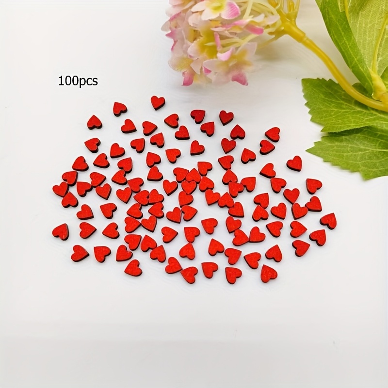 Image of 100pcs, Heart-shaped Wooden Confetti, 0.24 Inch, 3 Colors Red Silvery And Golden, Suitable For Wedding Diy Decoration Party Decoration ,halloween,christmas