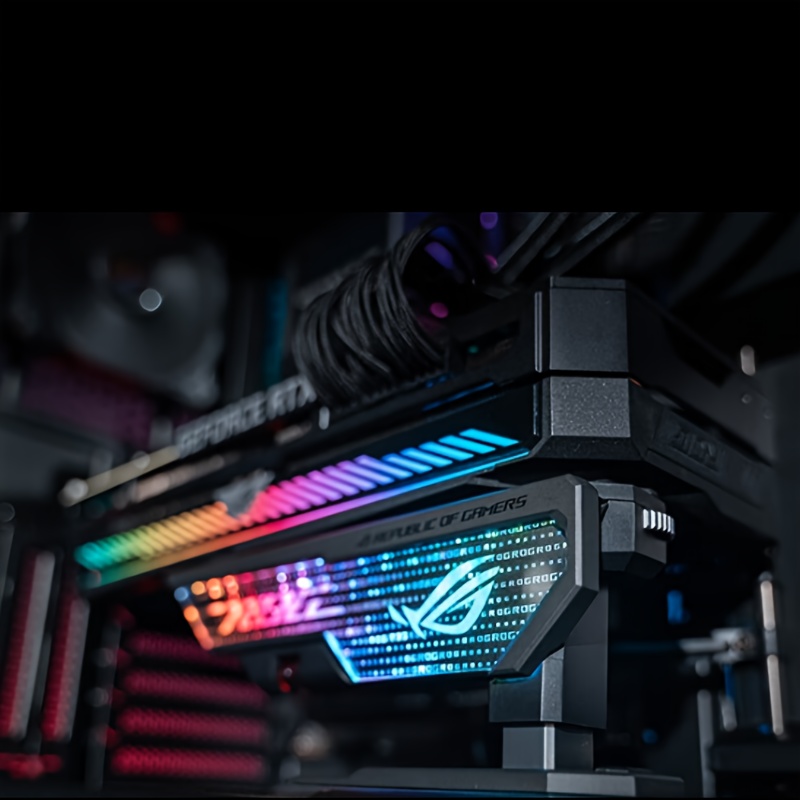 ASUS ROG XH01 Hercules Graphics Card Mount - USB-Powered, Tool-Free Adjustable Height, Magnetic Suction Level Indicator, Black, Compatible with TRITZ Gaming Monitors, Gaming Monitor Mount | Sleek Black Design | Magnetic Suction Mount, Monitor Mounts for Gaming, Asus, Egpu, Graphic Card For Pc, Gpu Graphic Card, Pc Accessories, Gpu Holder, Pc Part, Graphic Card Holder, Vertical Gpu Mount, Mini Pc, Pcie, Argb