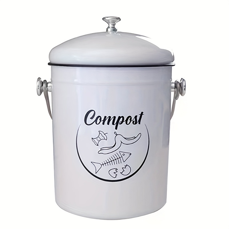 TEMU Metallic Round Compost Bin With Lid - Use Without Electricity
