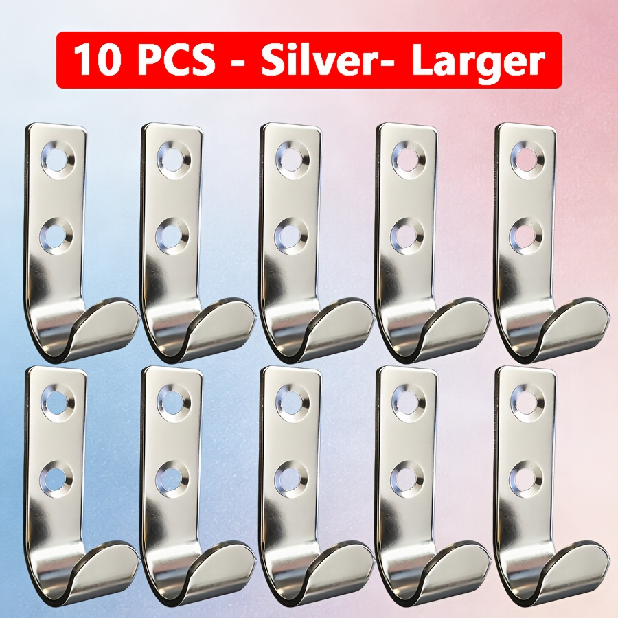 TEMU Wall Hooks - Silvery, Made Of Thick Metal, Featuring A , Sturdy And Durable. In Packs Of 3, 5, Or 10, Suitable For Use In Bathrooms, Bedrooms,