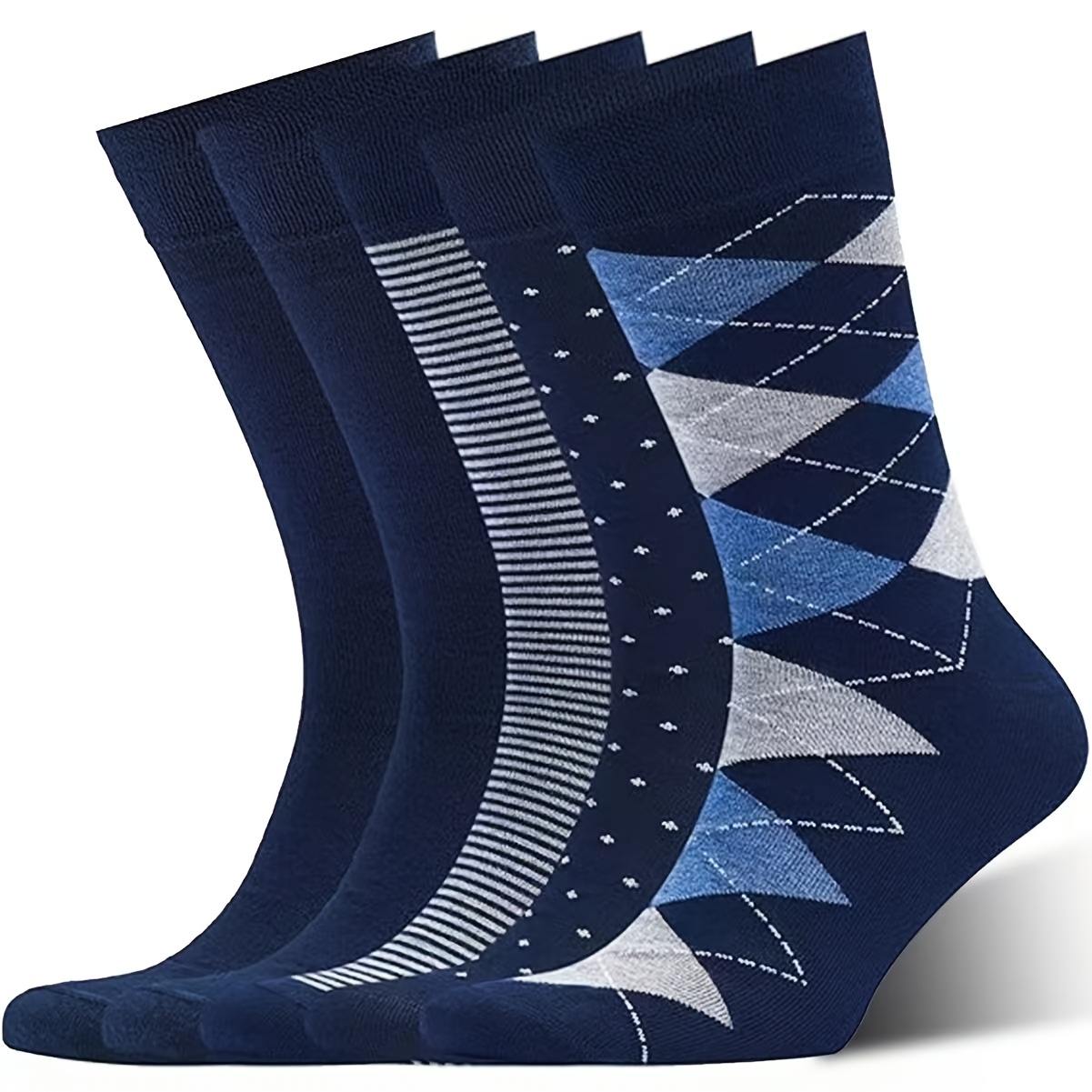 Image of 5 Pairs Of Teenage Mid-tube Socks For Teenager's Casual British Style Geometric Socks, For Teenager, For Teenager
