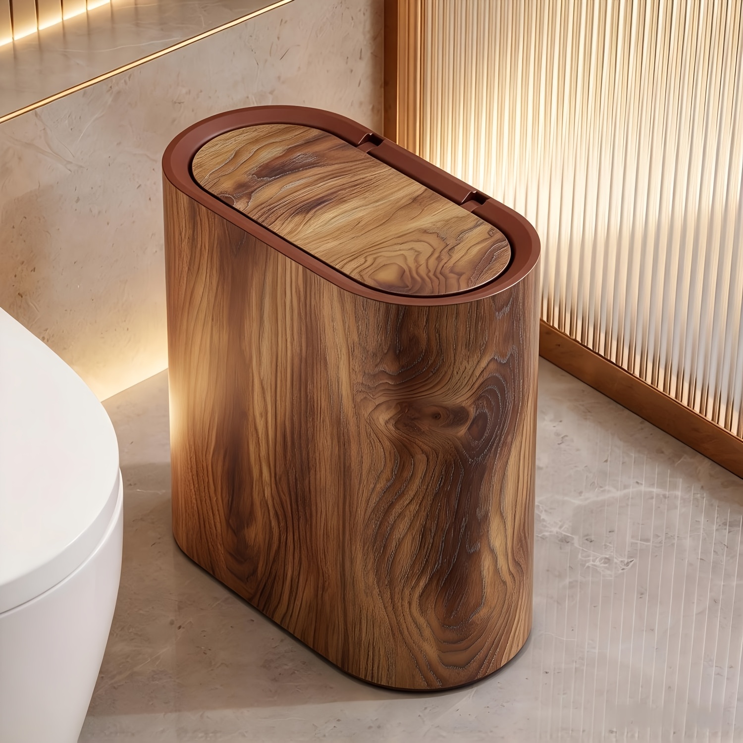 TEMU 1pc Trash Can, 3.7 Gallon Dual Trash Can With Lid Odor Resistant, Press-on Opening, Plastic Trash Can With Built-in Handle, Easy To Clean, Rust